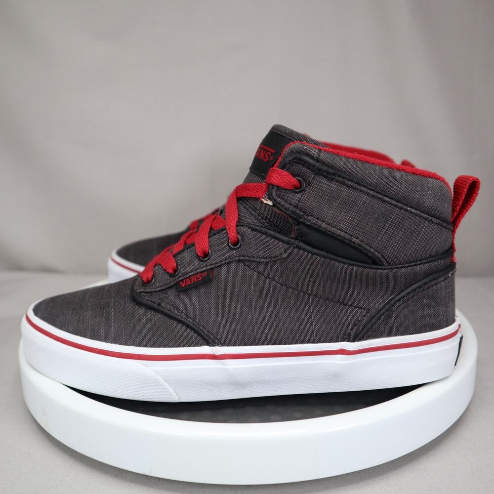 Vans Atwood High Top Shoes Womens Size 6 Youth 4.5 Gray Red Lace Up Sneakers